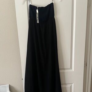 NWT size S Ya Los Angeles Black and Blue Geometric Top strapless maxi Dress